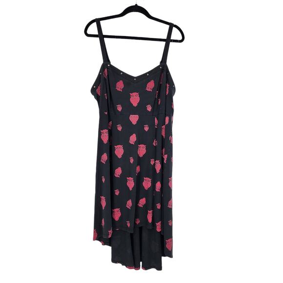 Tripp NYC Plus Size High Low Red and Black Owl Print Sleeveless Dress Size 2X - Picture 2 of 8